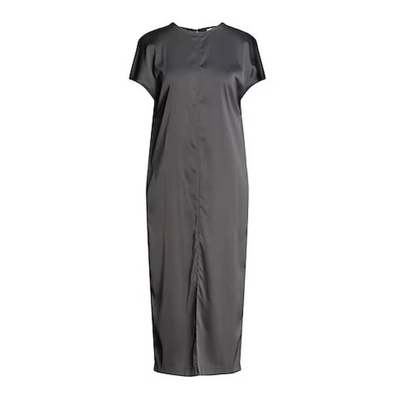 NWT New $232 Skills & Genes Grey Satin Midi Dress Size 6 - Picture 1 of 12